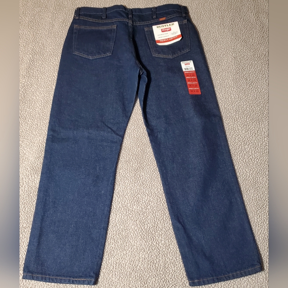 Wrangler Rustler Dark Blue Wash Denim Jeans Men Sz 36x29  NEW WITH TAGS